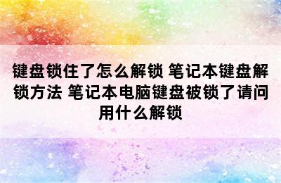 键盘锁住了怎么解锁 笔记本键盘解锁方法 笔记本电脑键盘被锁了请问用什么解锁